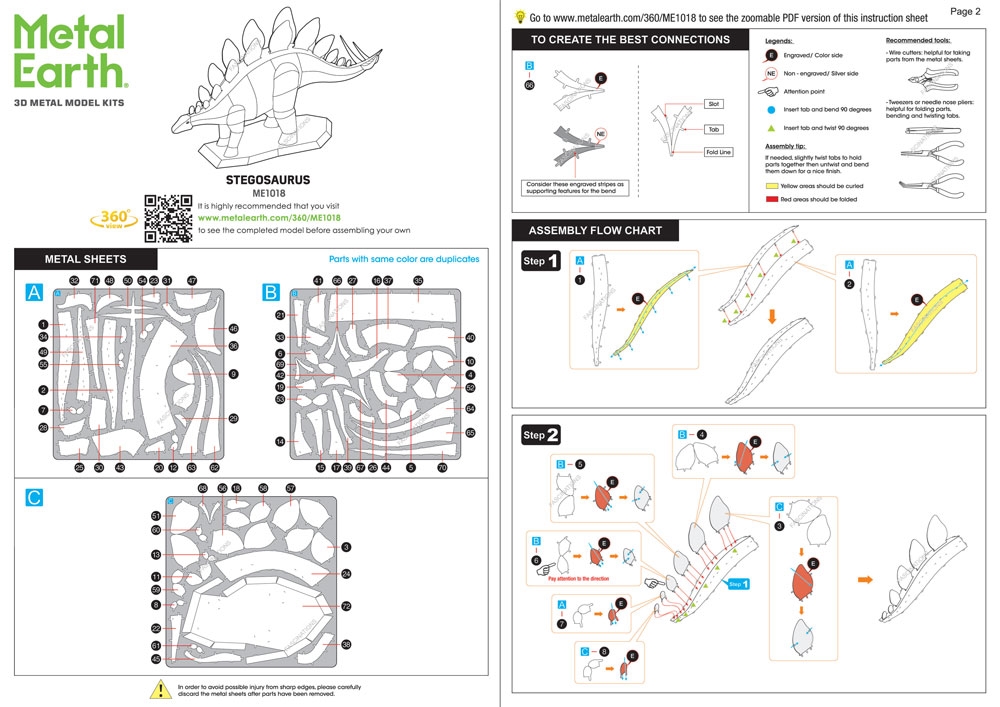 instruction sheet ME1018 - Stegosaurus