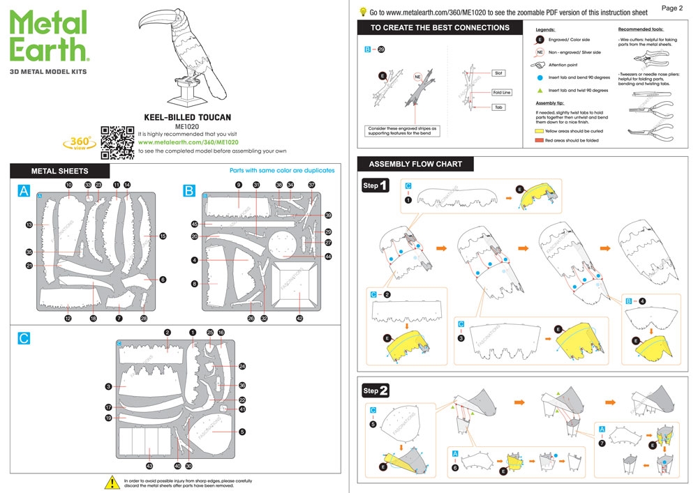 instruction sheet ME1020 - Keel-billed Toucan