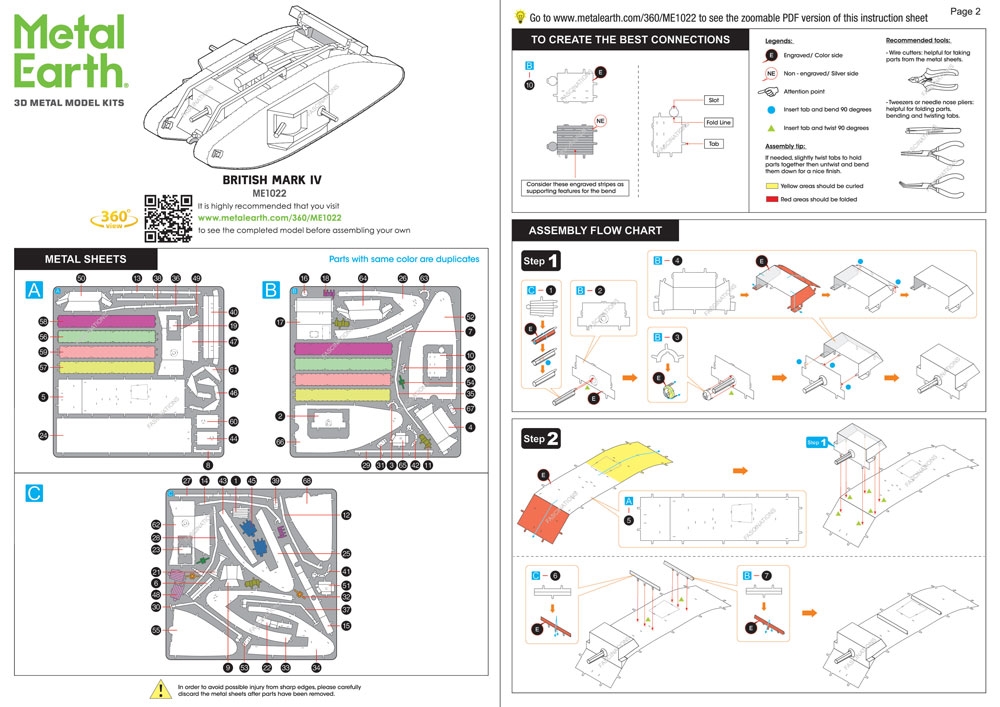 instruction sheet ME1022 - British Mark IV