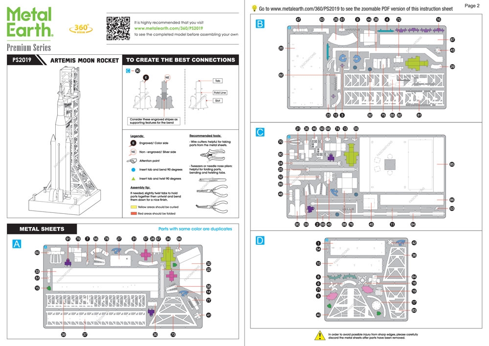 instruction sheet PS2019 - Artemis Moon Rocket