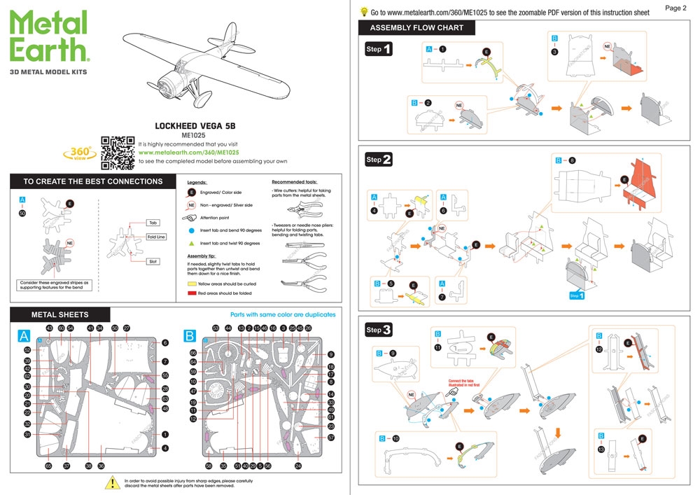 instruction sheet ME1025 - Lockheed Vega 5B